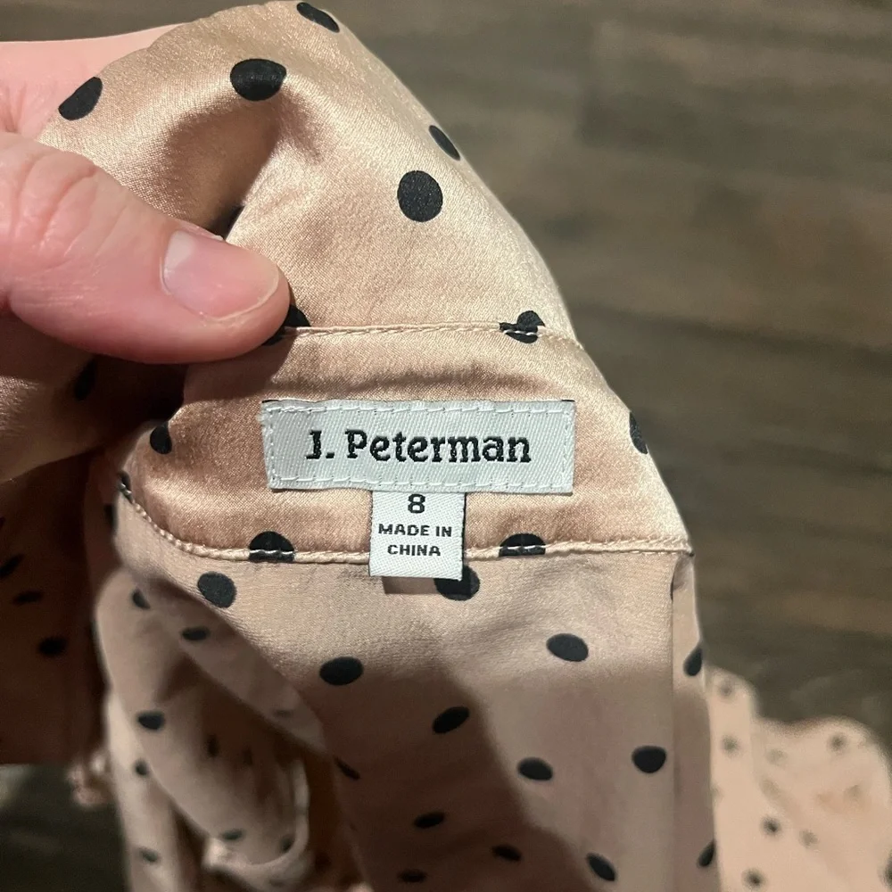 J. Peterman Black Polka Dot 100% Silk Button Up - Picture 3 of 8